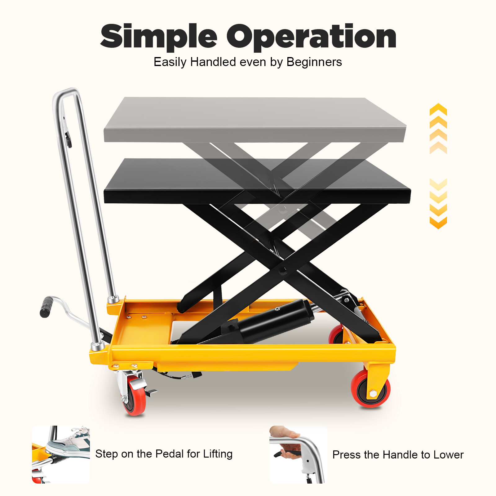 Scissor Lift Table Hydraulic - Troli Pengangkat Gunting Hidrolik 500lbs, Troli