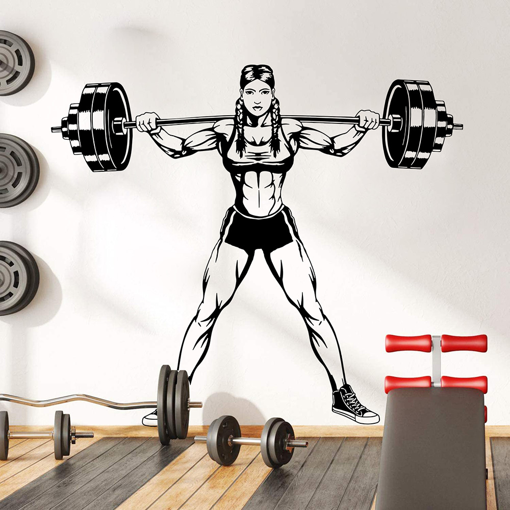 Stiker tembok Gym besar wanita - Heavy Equipment Stickers ulasan dan harga
