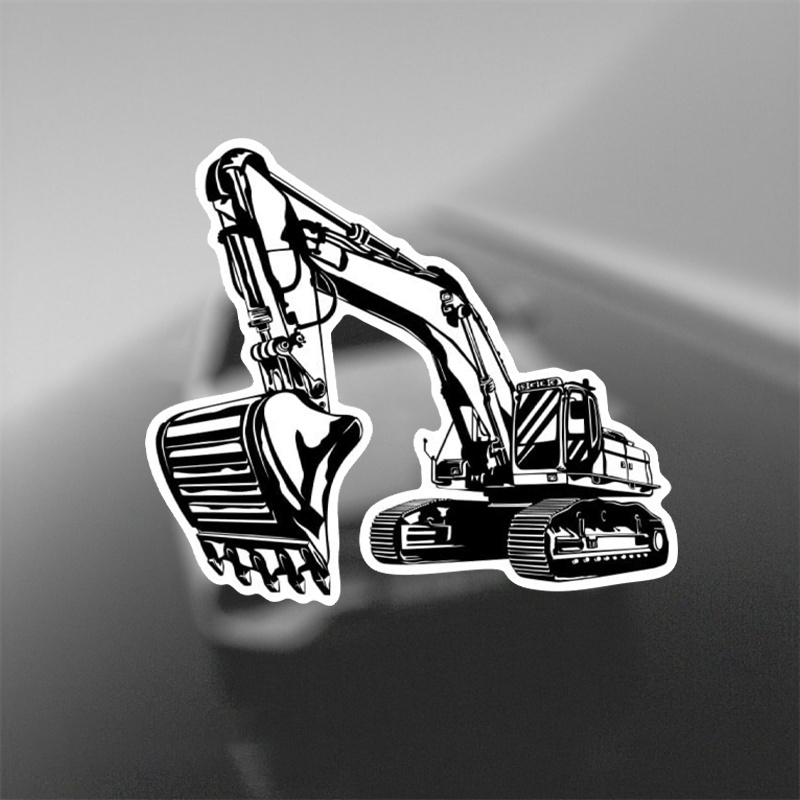 Stiker Vinyl Kartun Excavator  - Heavy Equipment Stickers ulasan dan harga
